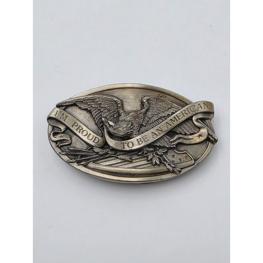 I'm Proud To Be An American 1983 Bergamot Brass Works  Belt Buckle N-146